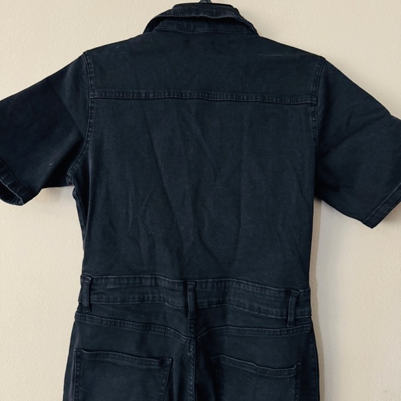 NWT Nasty Gal Collection Black Deep V Neck Denim Boilersuit Jumpsuit Size 8 - Picture 9 of 10